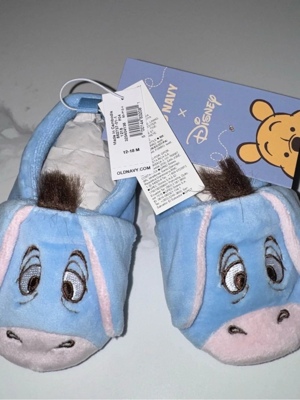 Winnie the Pooh Eeyore Velvet Baby Slippers Booties 12-18M